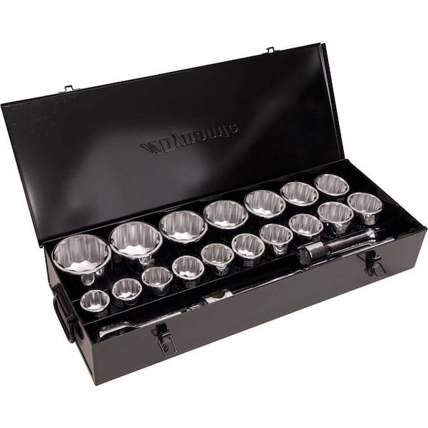 Tools 1" Drive 21 Piece 12-Point Standard SAE Socket & Attachment Set